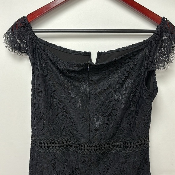 NWT ALLANDWELL Women's Elegant Floral Lace Round Neck Lace Dress size L black - Picture 11 of 16